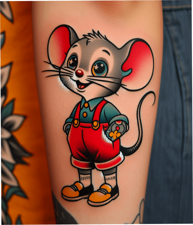 Cute new school tattoo style of a mouse