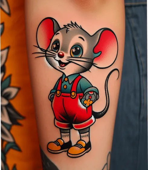 Cute new school tattoo style of a mouse