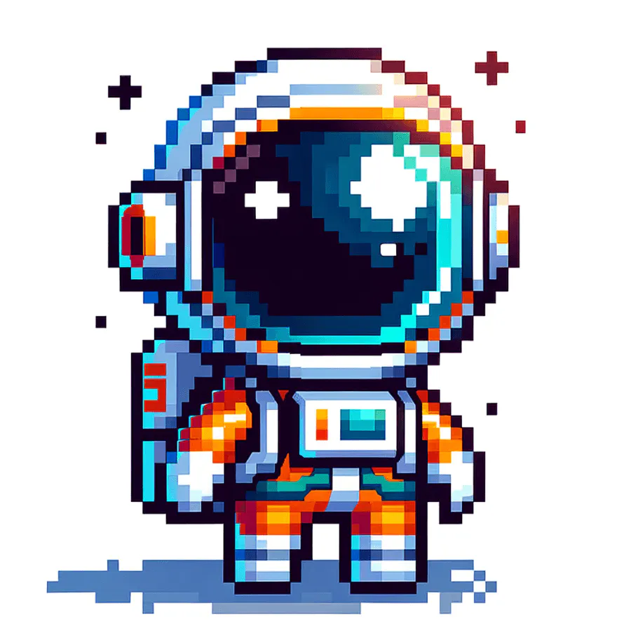 Cartoon Style, 8-Bit Pixel Style Space Explorer