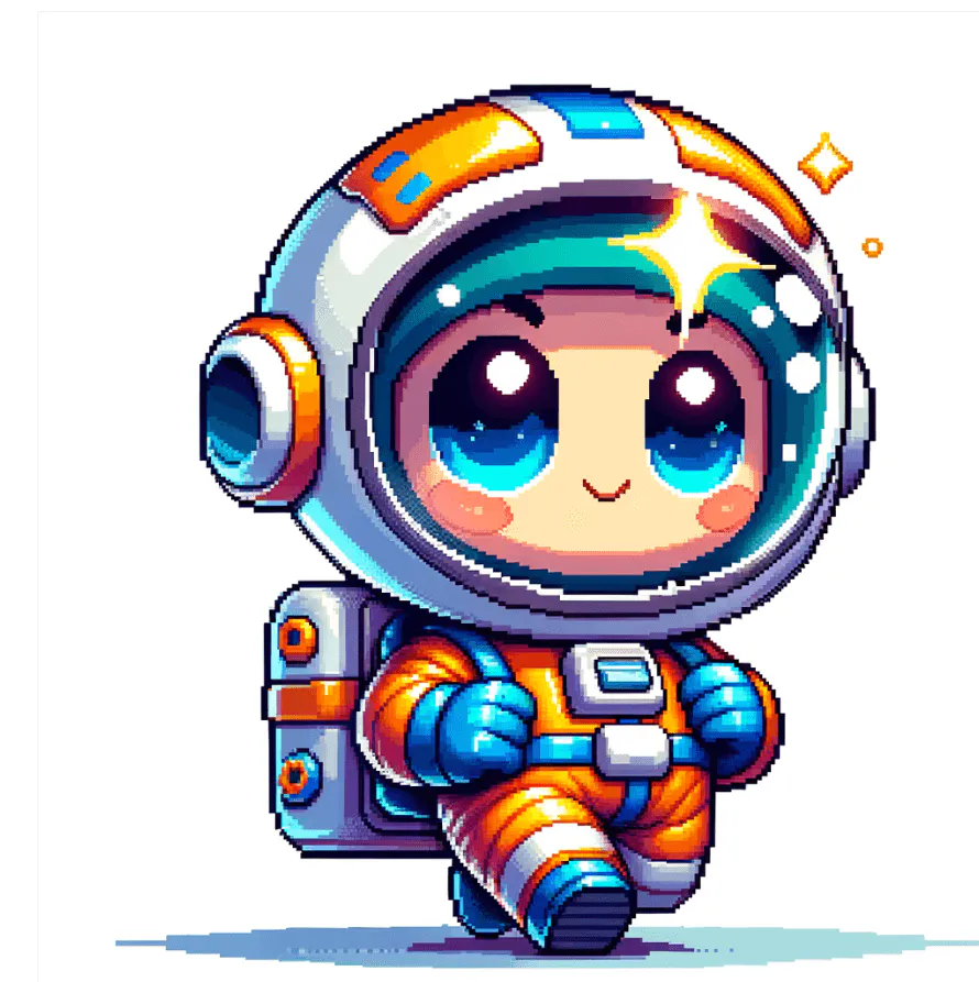 Cartoon Style, 16-bit pixel style Space Explorer