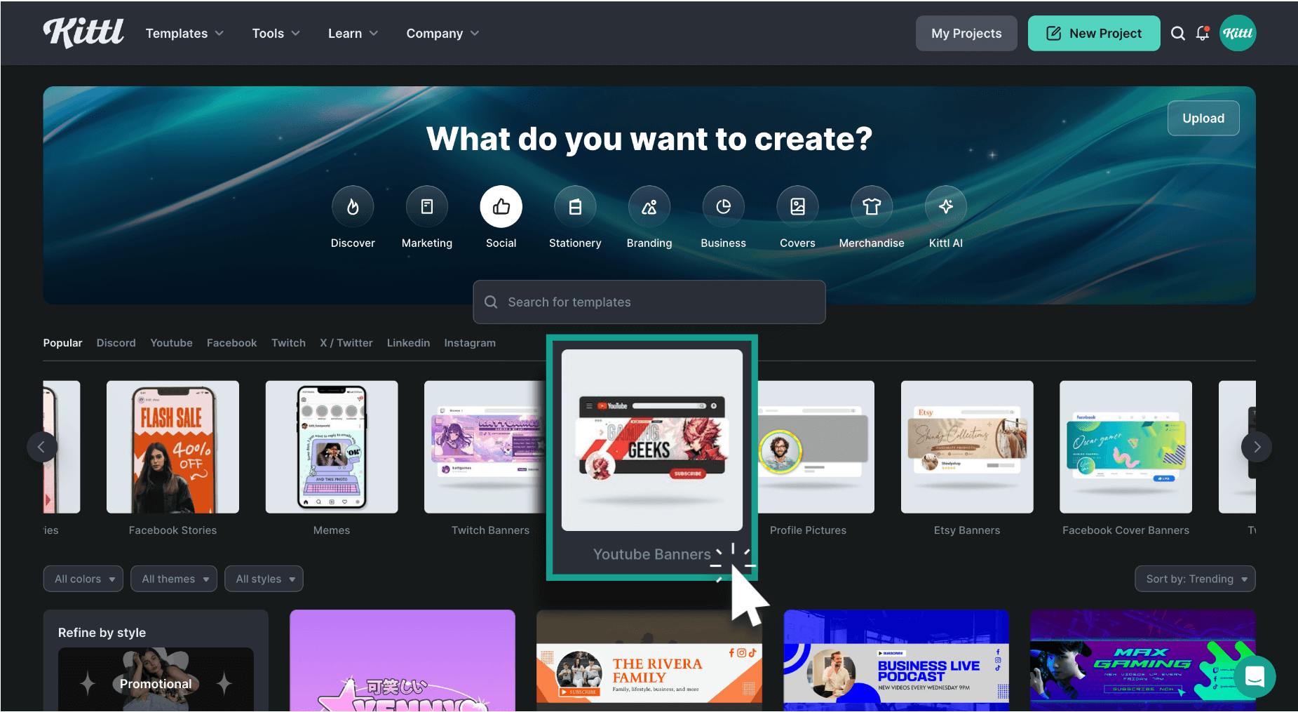 YouTube banner size requirements and more for desktop \u0026 mobile - Kittl  Blog: Your Ultimate Guide to Graphic Design, image size:1851x1015