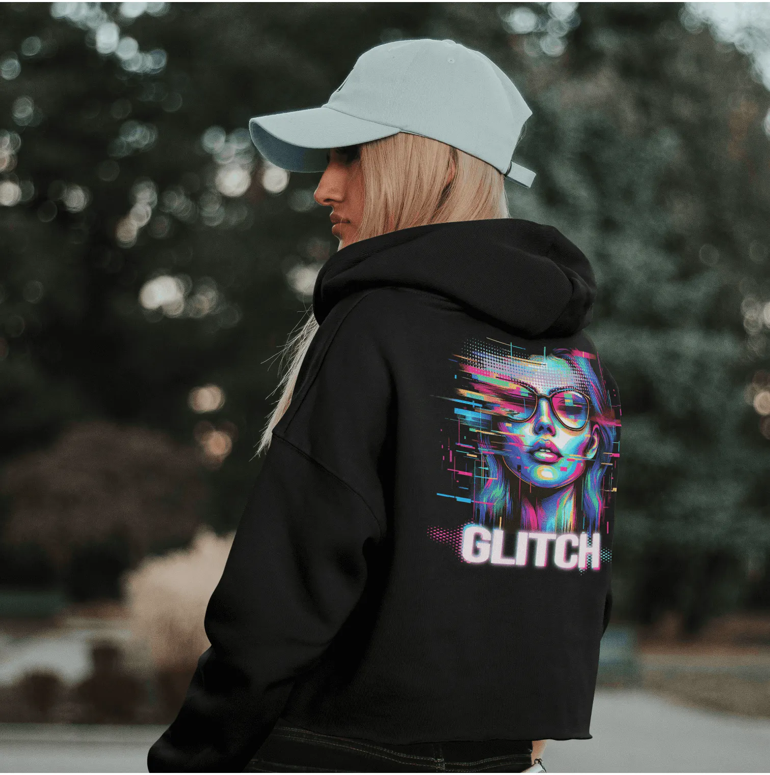 sweatshirt with Glitch text