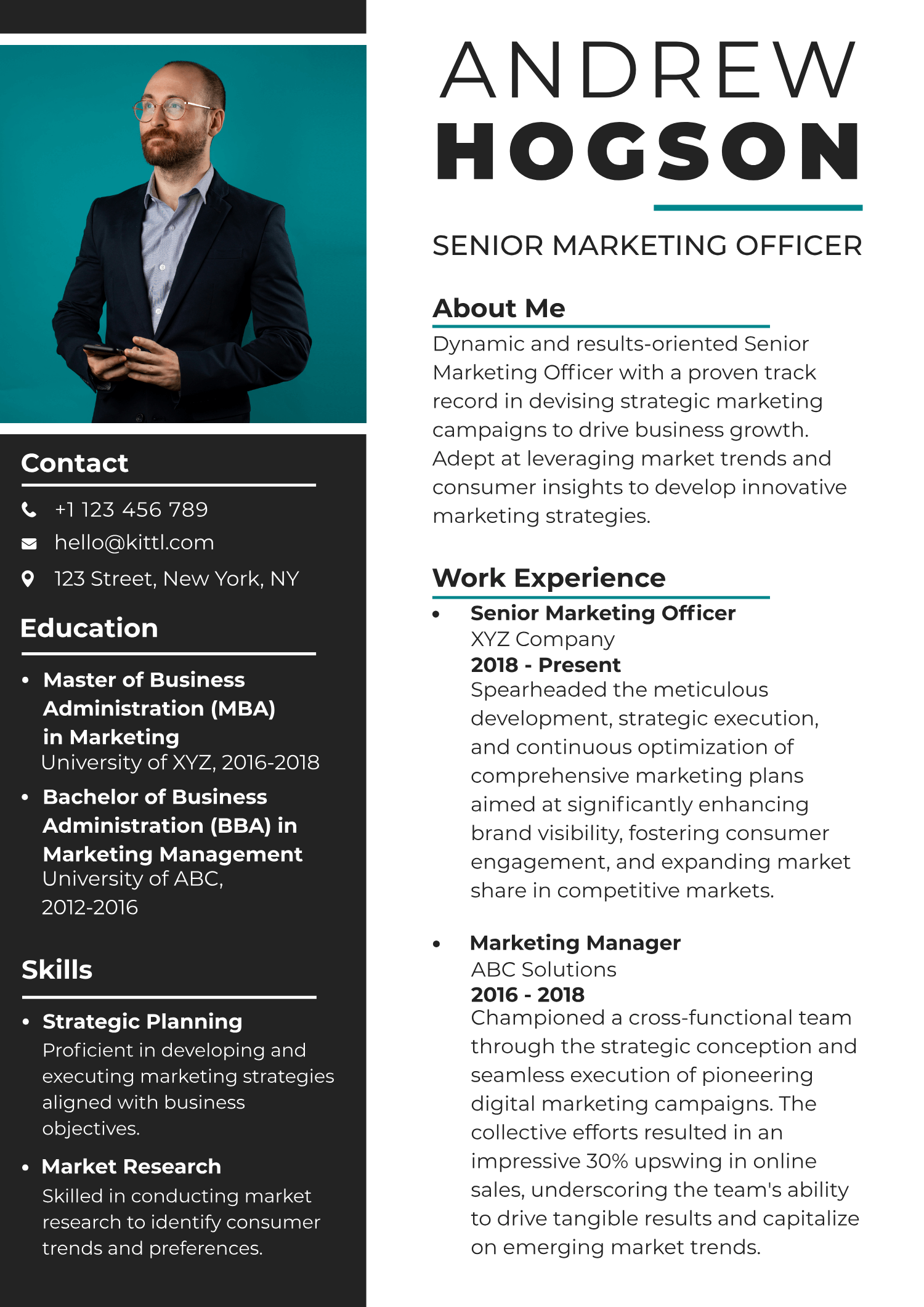 marketing resume example 