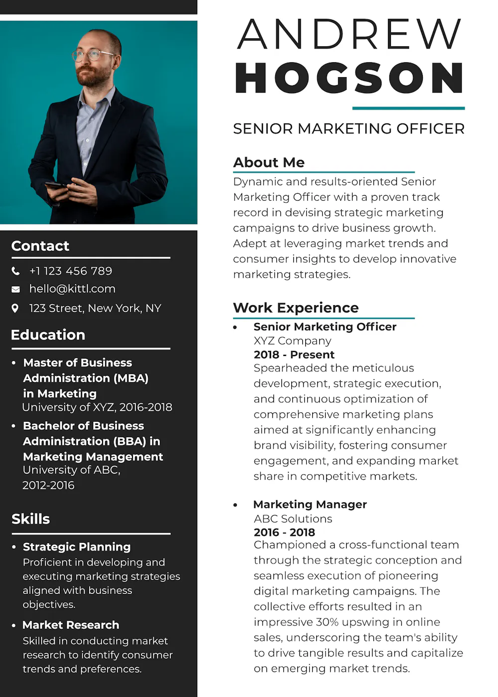 marketing resume example