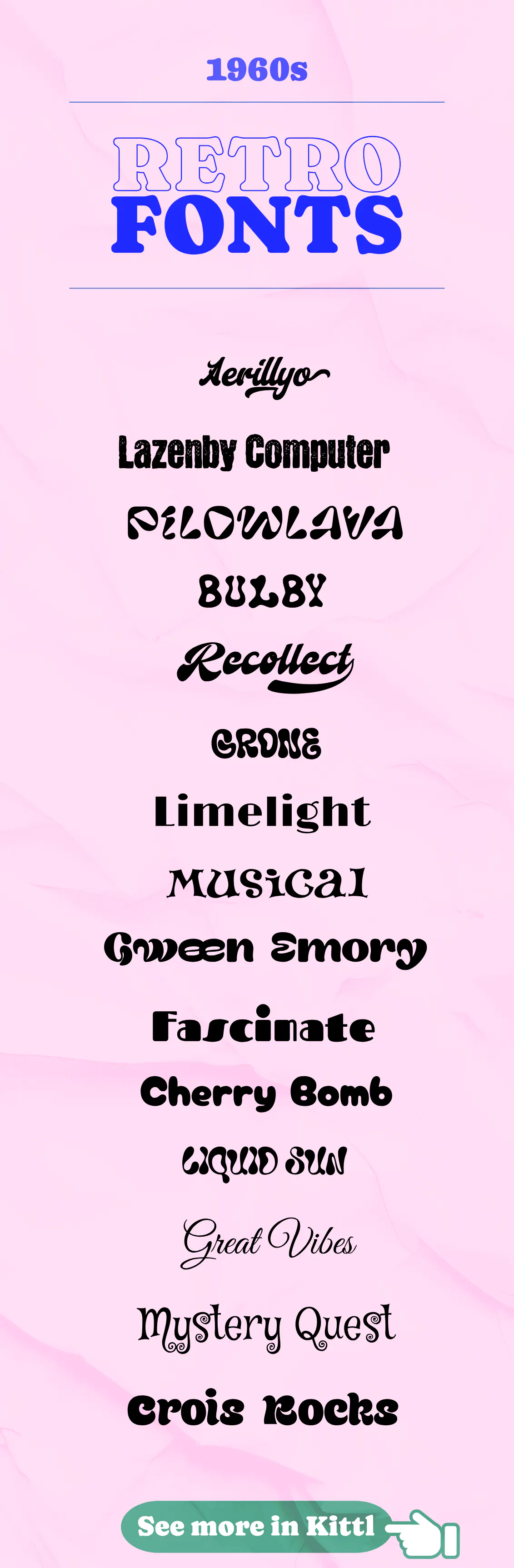 Never miss 75 Retro Fonts: From '50s to '90s - Kittl Blog