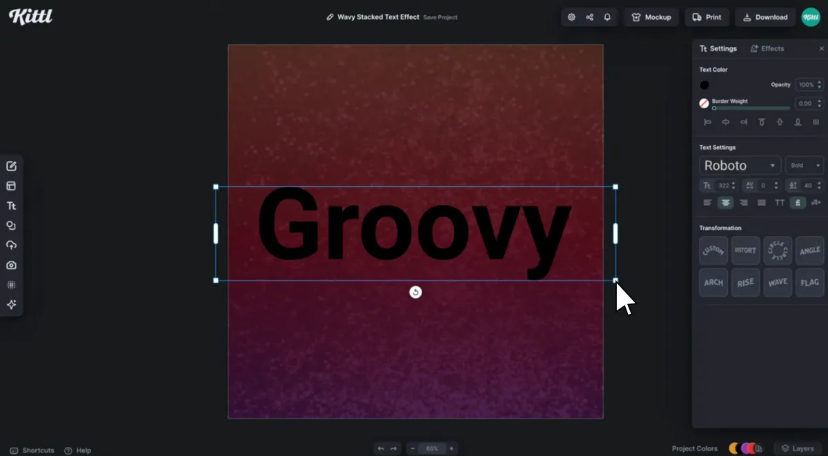 Generate stacked wavy text - step 1