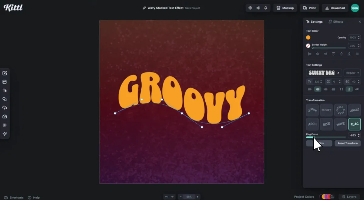 Generate stacked wavy text - step 4