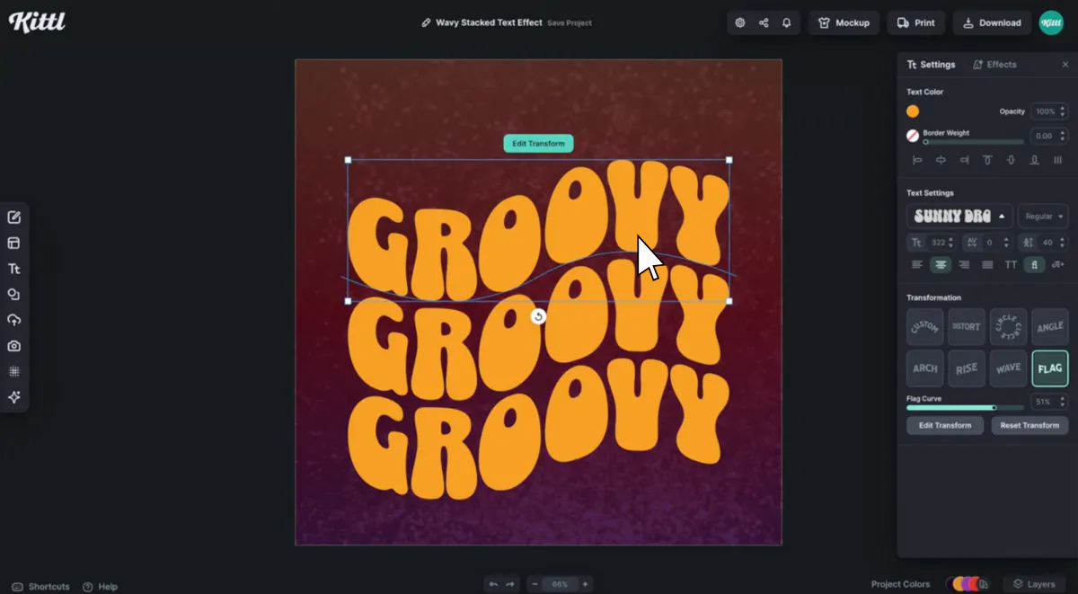 Generate stacked wavy text - step 5
