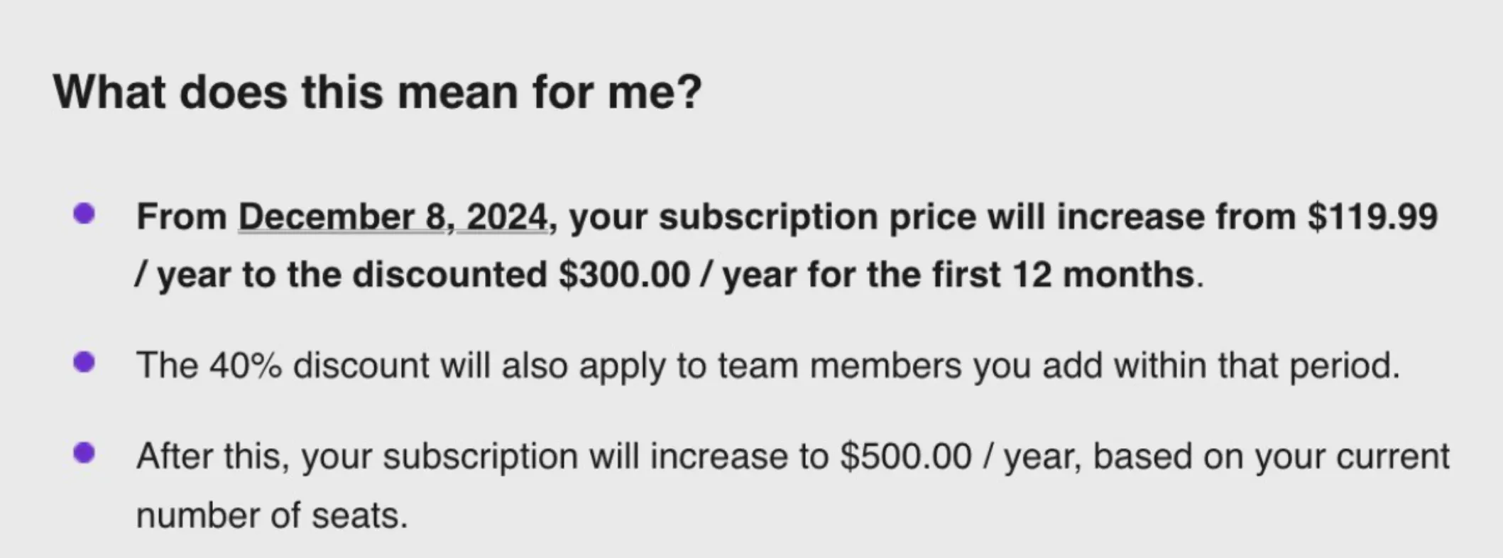 Canva price increase screenshot
