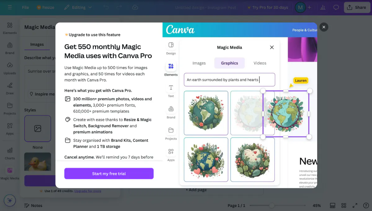 canva AI tool screenshot