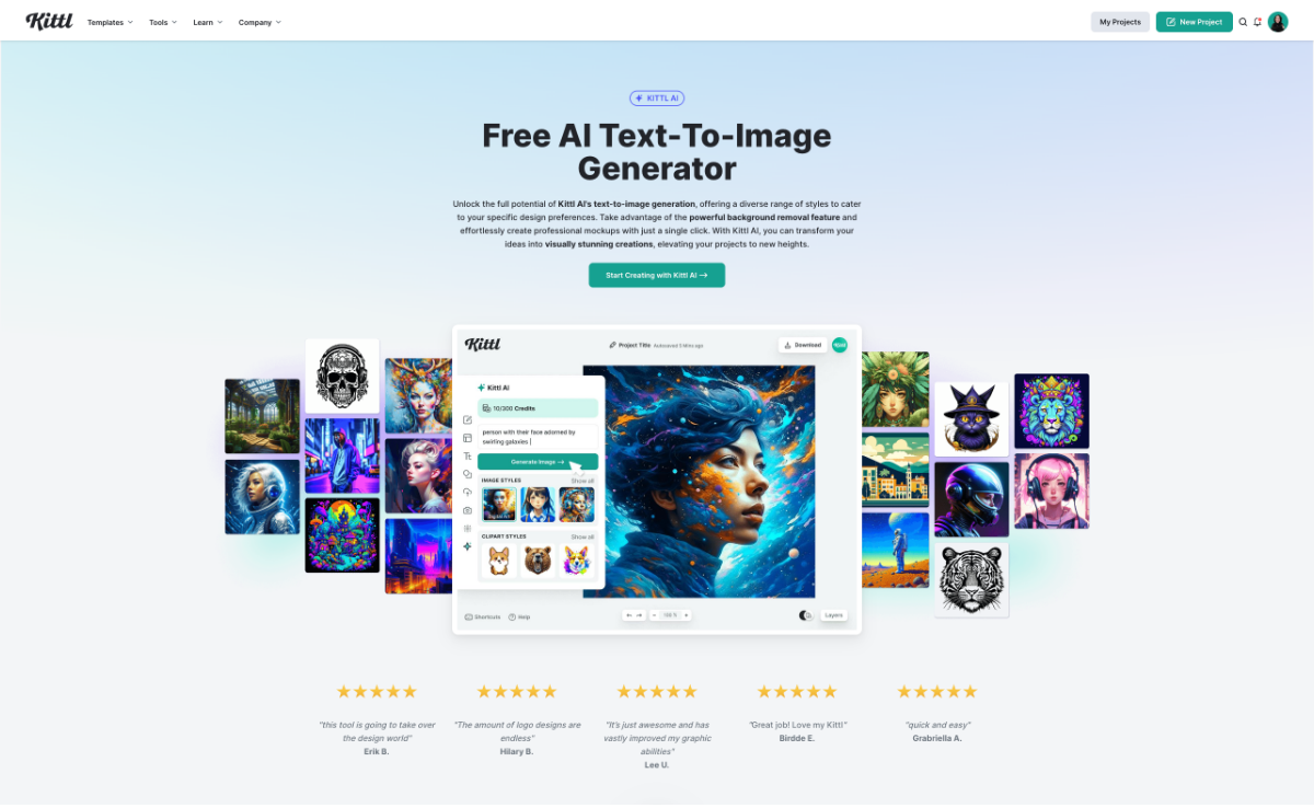 Kittl text-to-image generator AI tool