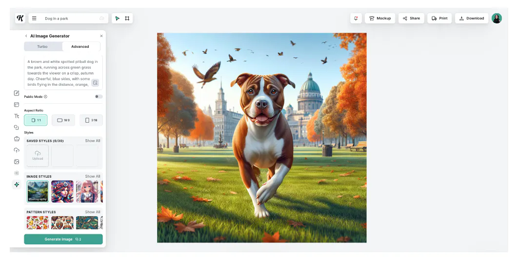 Descriptive AI prompt example