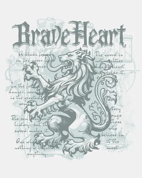 3. Be brave design template that revolves around a medieval heraldic ornament with grunge texture by Renato Gimenes perfect for Harry Potter day - Kittl