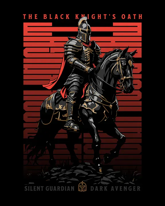 1. The Black Knight T-Shirt Design Template inspired by Middleage Medieval history by Rendy Maurice perfect for Harry Potter day- Kittl