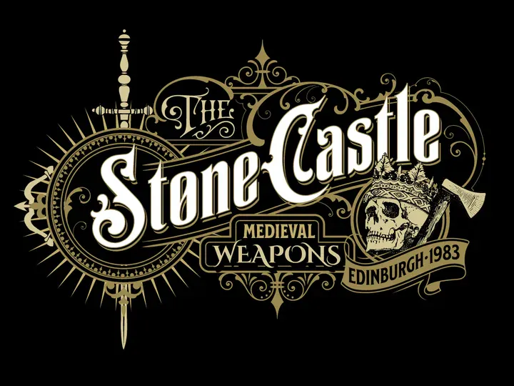 1. Stone Castle - Medieval Sword Logo Design Template with ornamental and vintage logo by Renato Gimenes perfect for Harry Potter day - Kittl