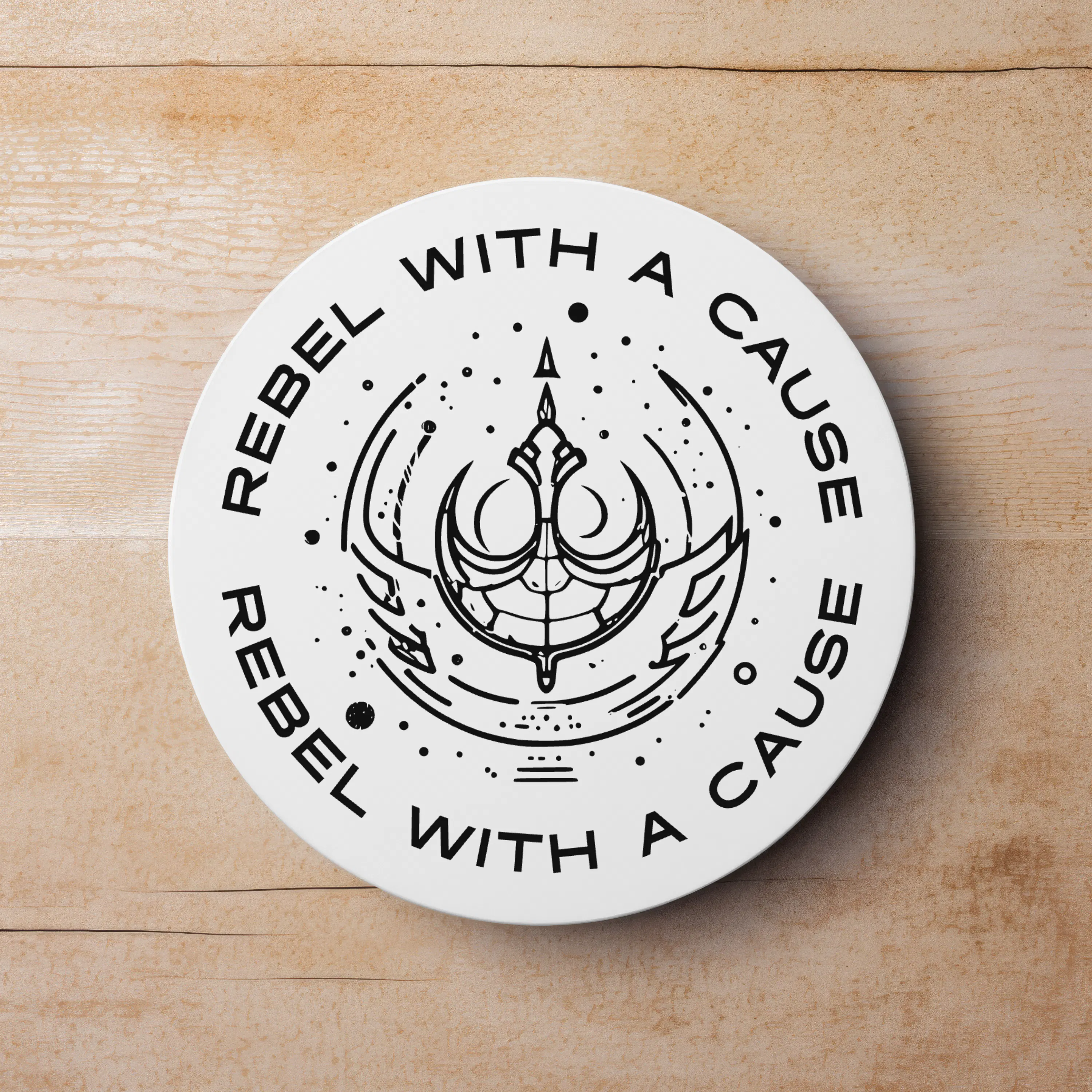 Light Side Star Wars Line Art Design on Coaster Mockup
