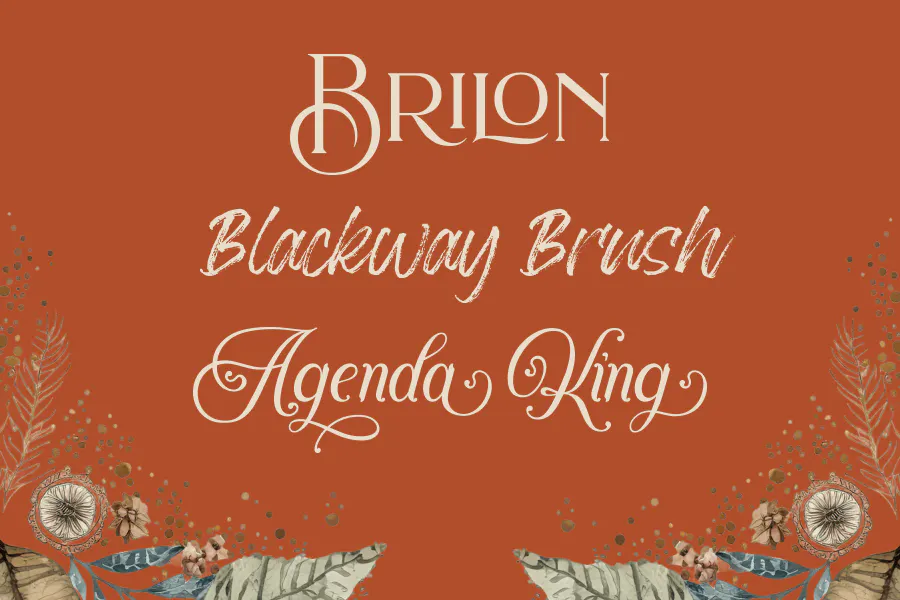 Kittl Boho Fonts you could use in the decorative display fonts family are "Brilon,” “Blackway Brush,” “Agenda King” - Kittl