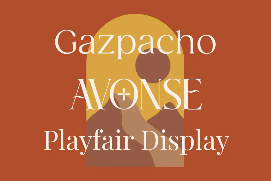 Kittl Boho Fonts you could use in the  Vintage Serifs fonts family are Gazpacho,” “Avonse,” “Playfair Display” - Kittl