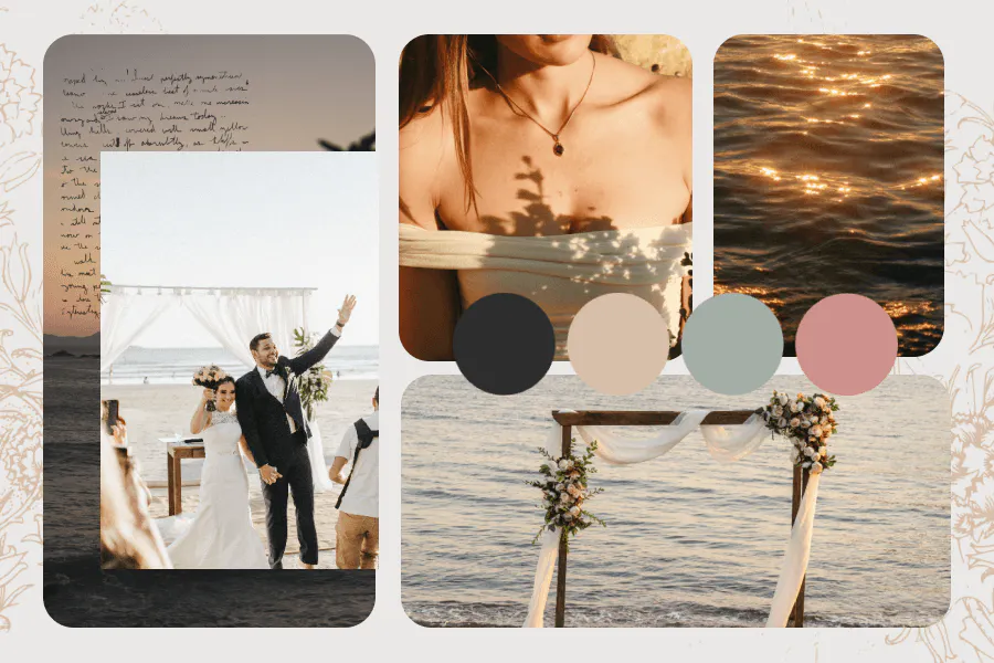 Wedding background different styles and color palette