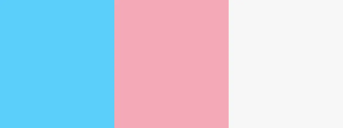 Transgender Pride Flag color palette consists of the following color hexes:  Light Blue (#5BCEFA), Pink (#F5A9B8), White (#FFFFFF) - Kittl