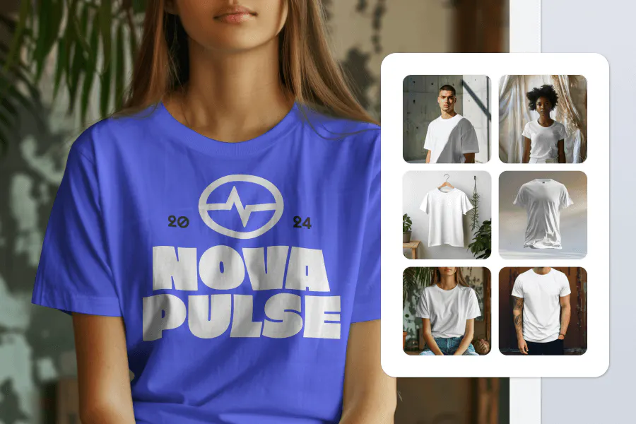 Graphic designers need mockups. This photo shows one of the tshirt mockup examples from Kittl's mockups