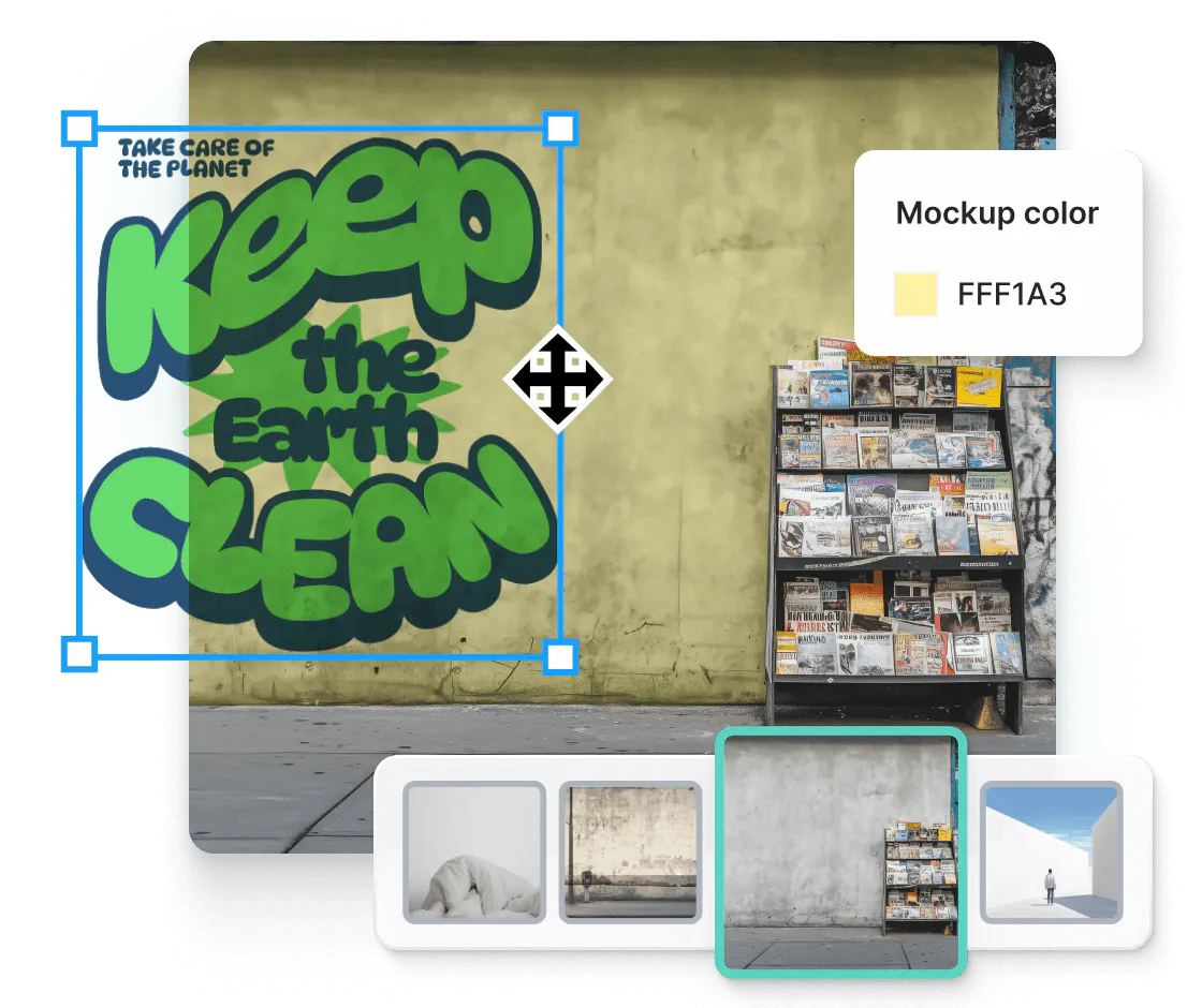 Environmental mockup type, wall mockups free from Kittl