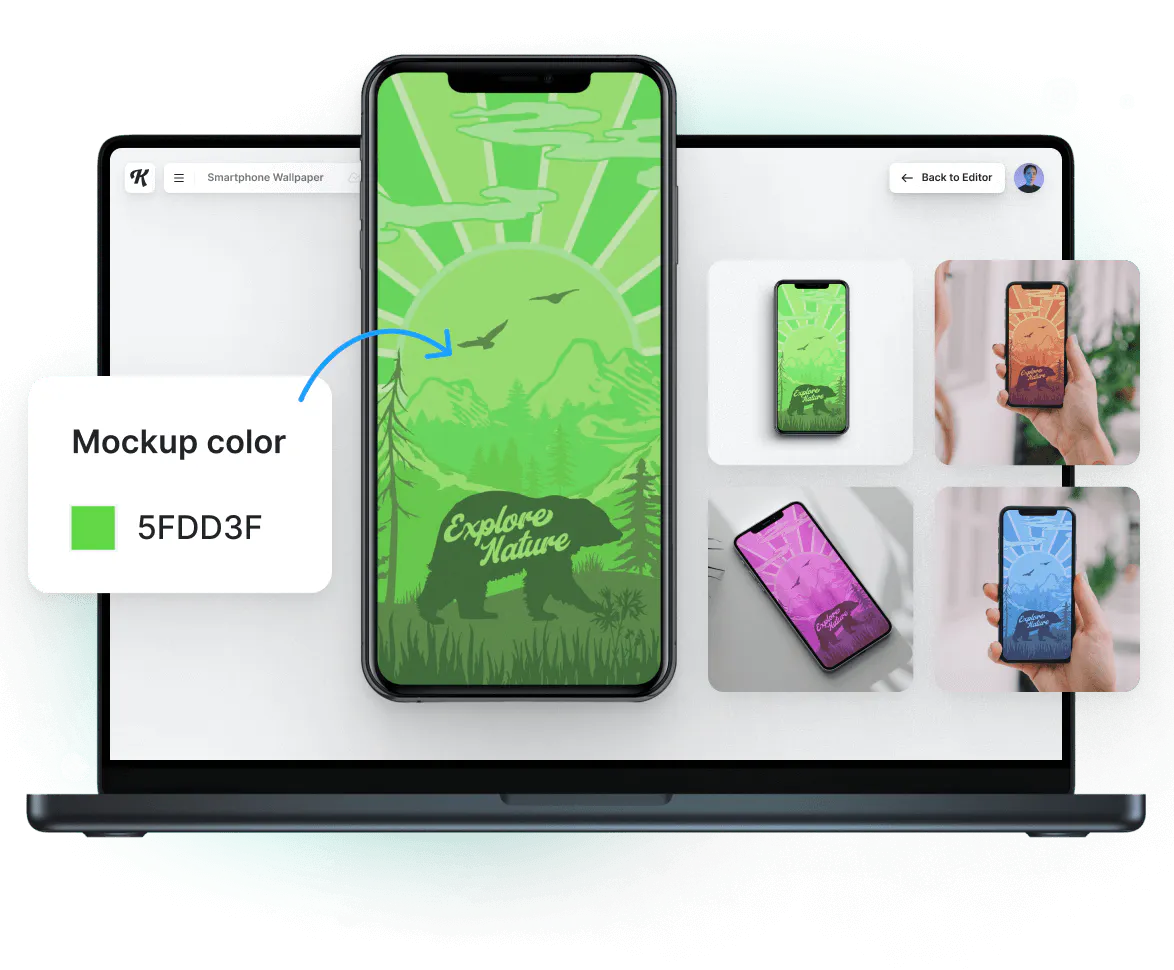 digital device mockup type, phone mockup from kittl