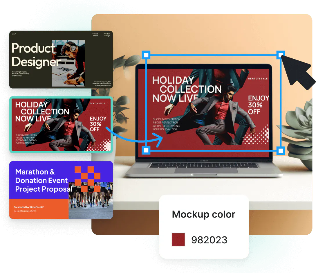digital device mockup type, laptop mockup from kittl