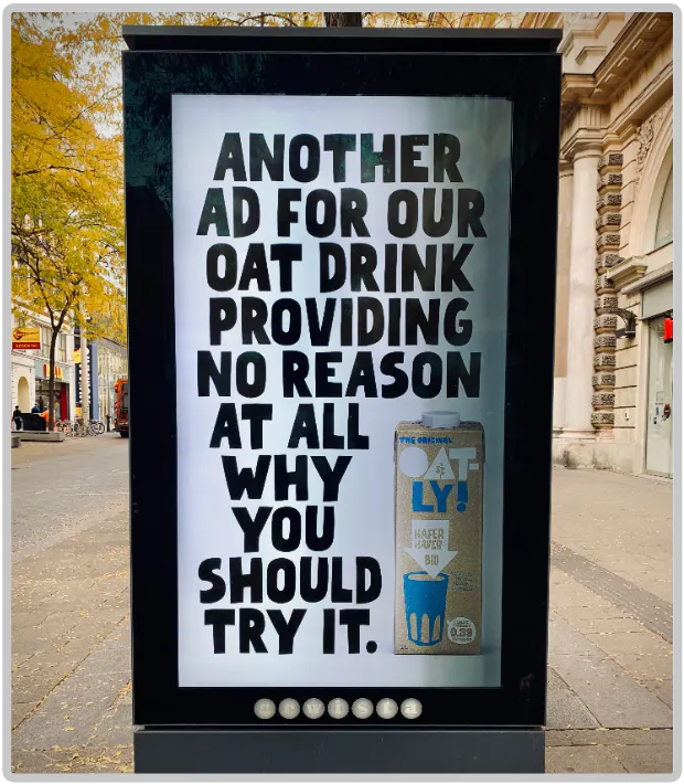 Oatly logo on street sign