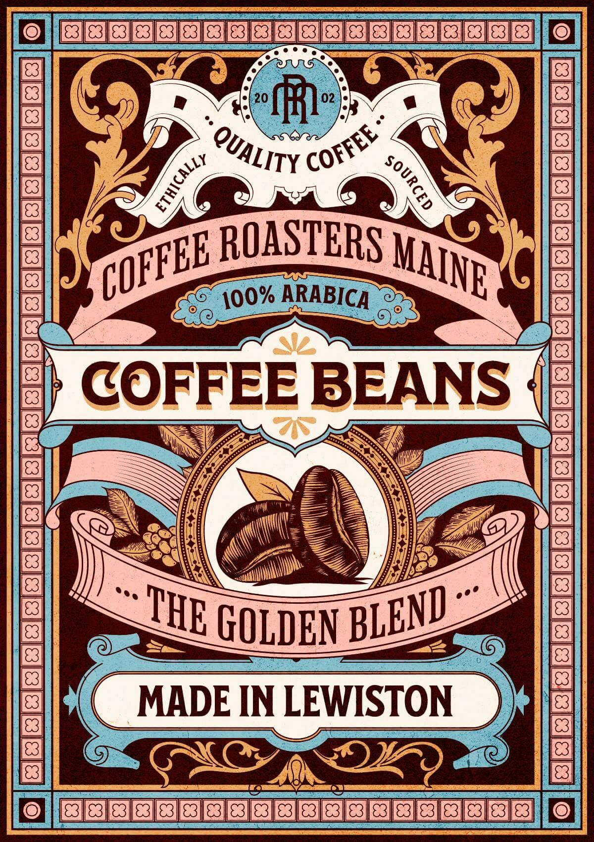 Vintage package design for coffee beans.