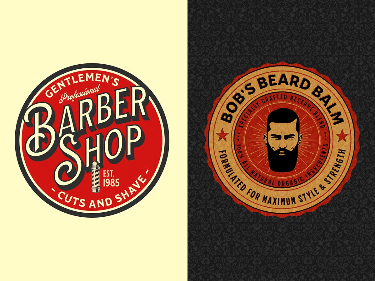 Badge style logo design for Barber shops.