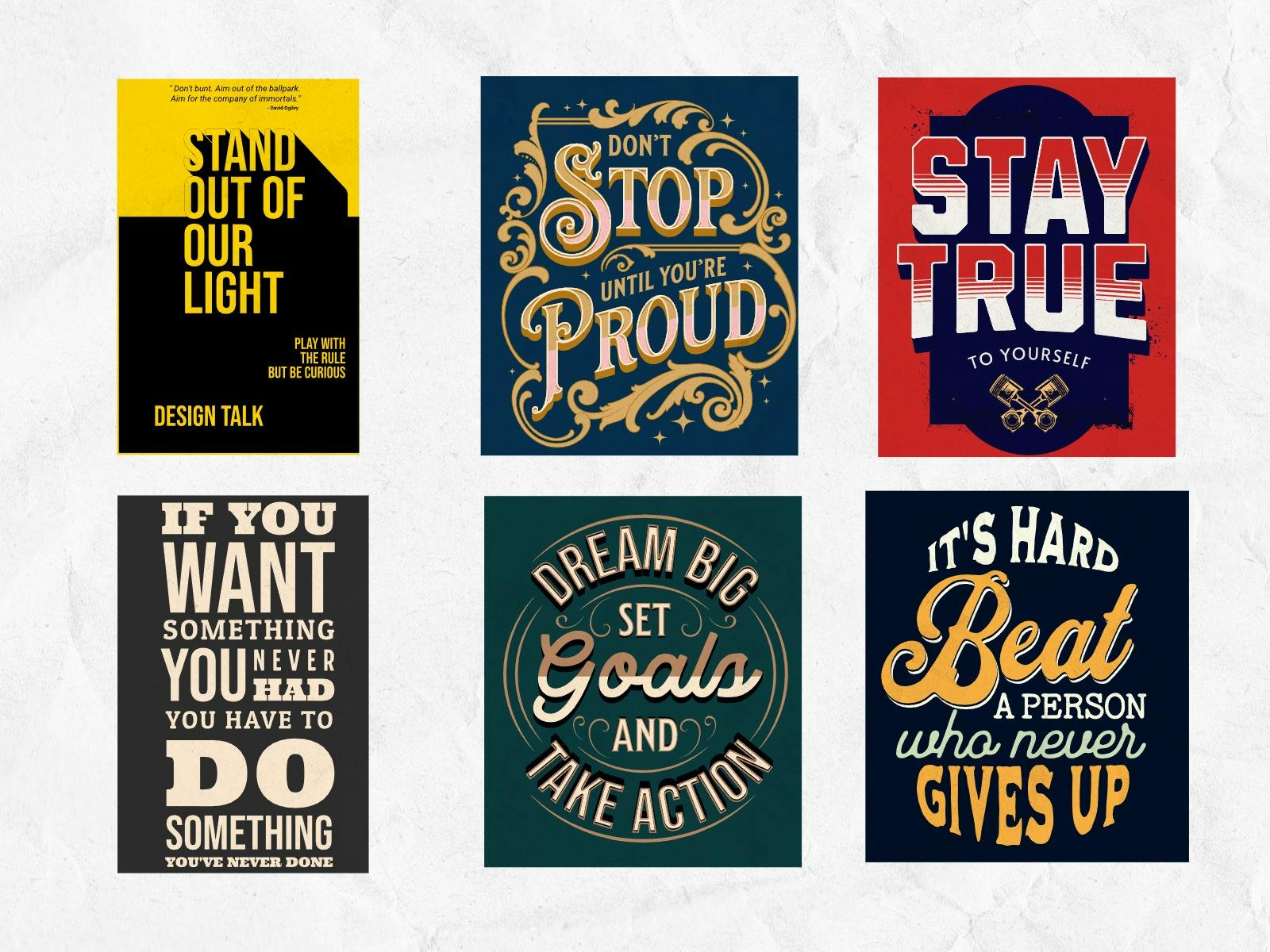 Motivational posters collection featuring Kittl's most popular designs