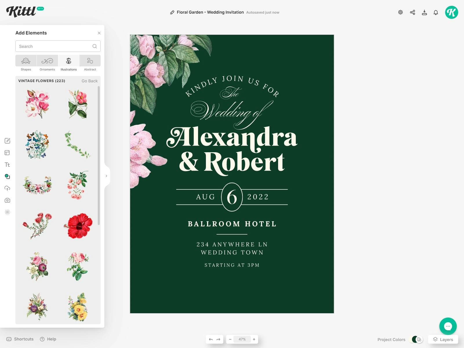 Check Trim View for your DIY Floral Wedding Invitation