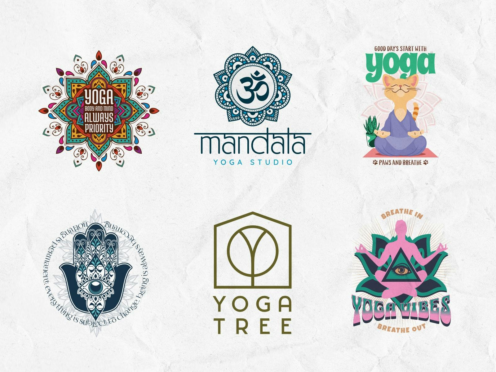 Typography-focused Yoga Studio T-shirts T-Shirt: Collection of typography-focused yoga studio T-shirt designs
