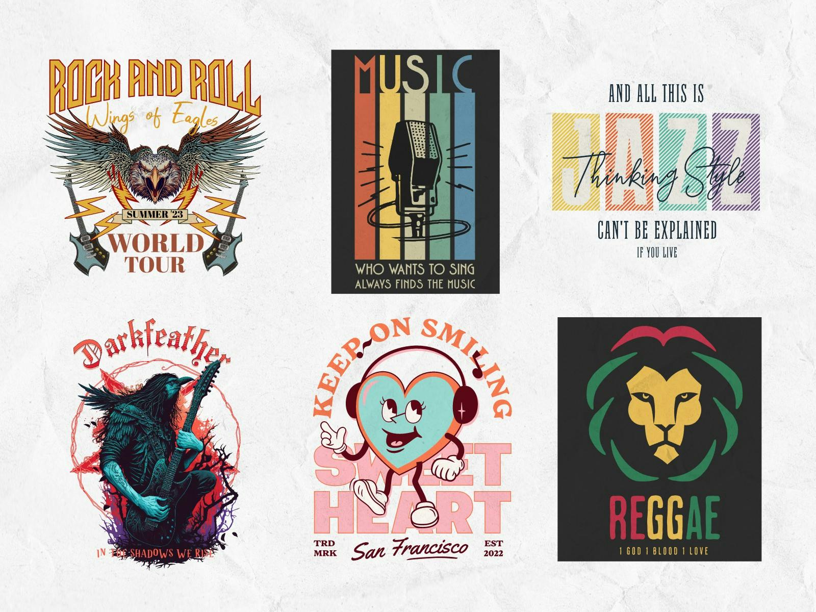 Top-selling Music T-Shirts in Kittl - Get your favorite band on a shirt!