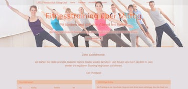 Screenshot der Homepage des UBS Fitnessclub Utogrund