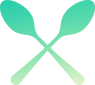 Spoons Icon Crossed, Green Gradient