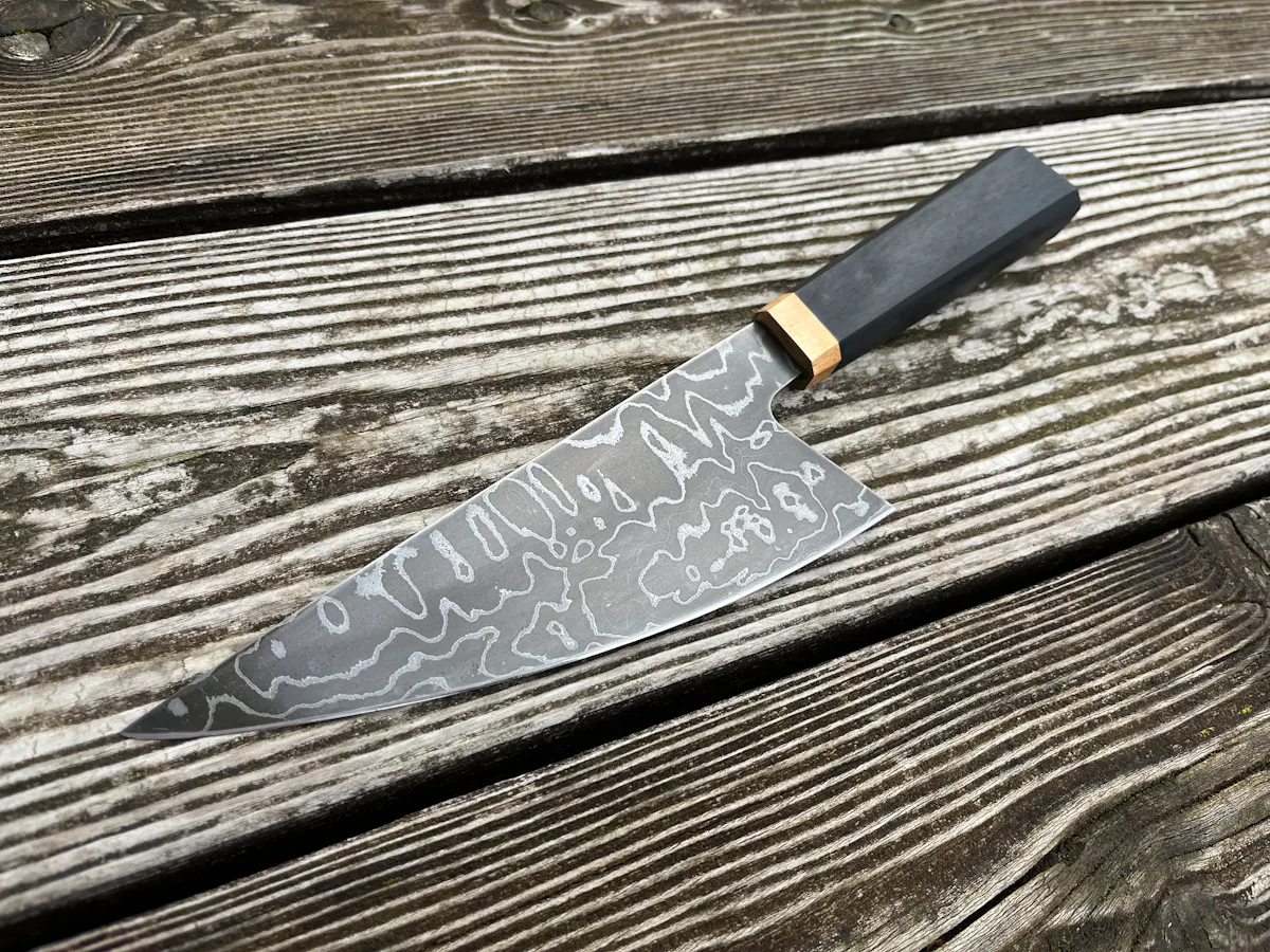 Messerschmiede Almspitz - Damast Kochmesser - Ebenholz 