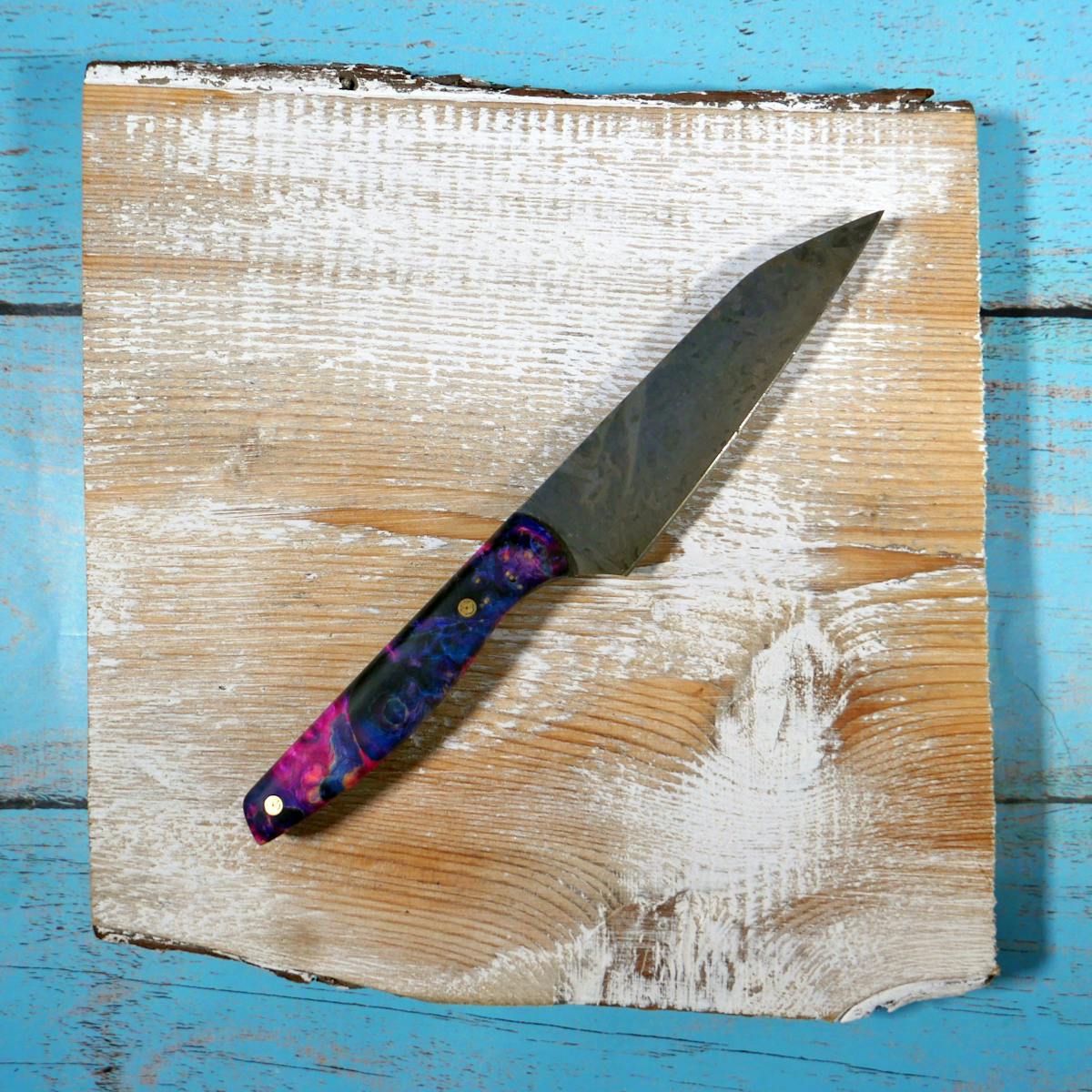 Der Artisan - Kleines Gemüsemesser - Rosa, Blauer, Schwarzer Ahorn Maser