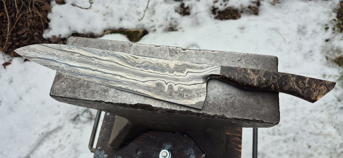 Schwarz Blades - Großes Integral-Mosaikdamast-Gyuto