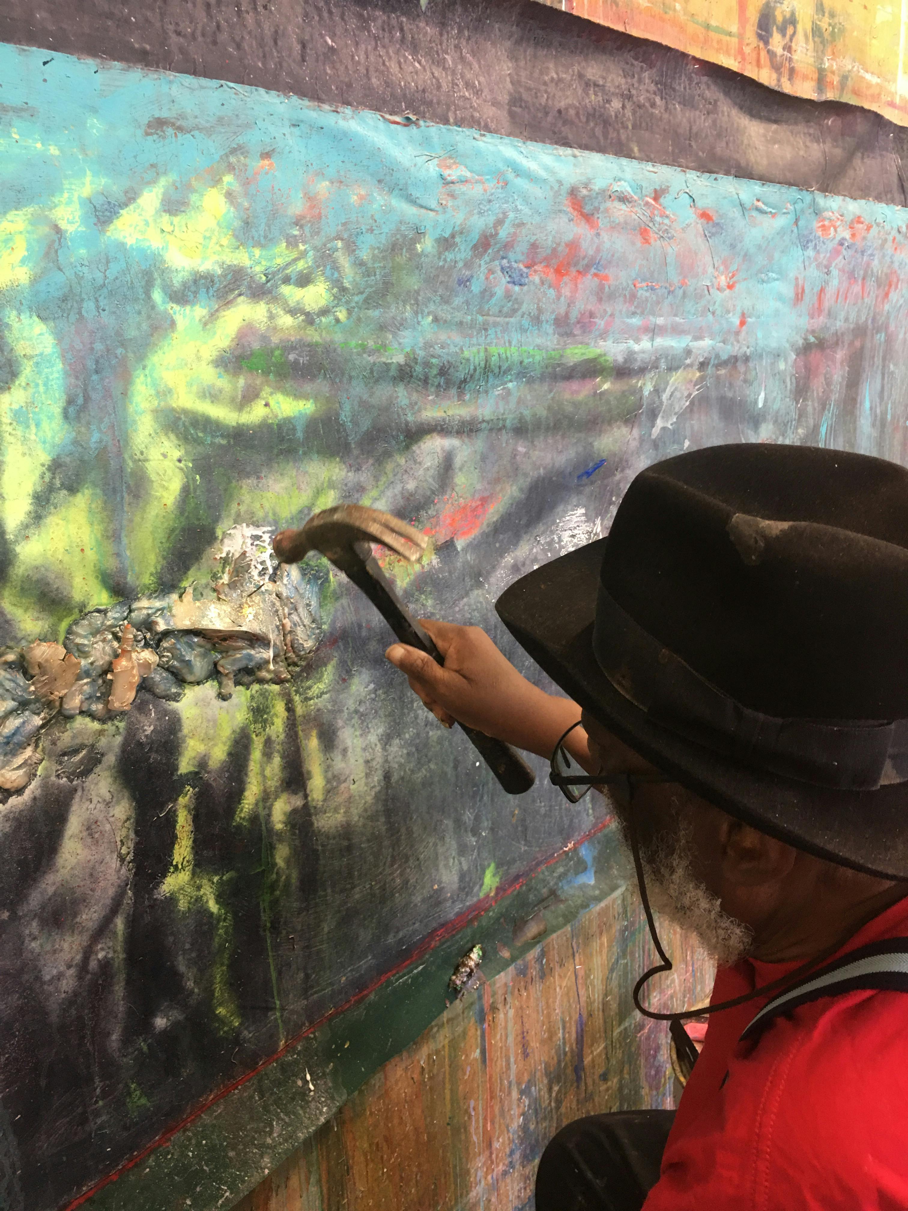 Frank Bowling painting 'There Be Dragons', photo by Ben Bowling