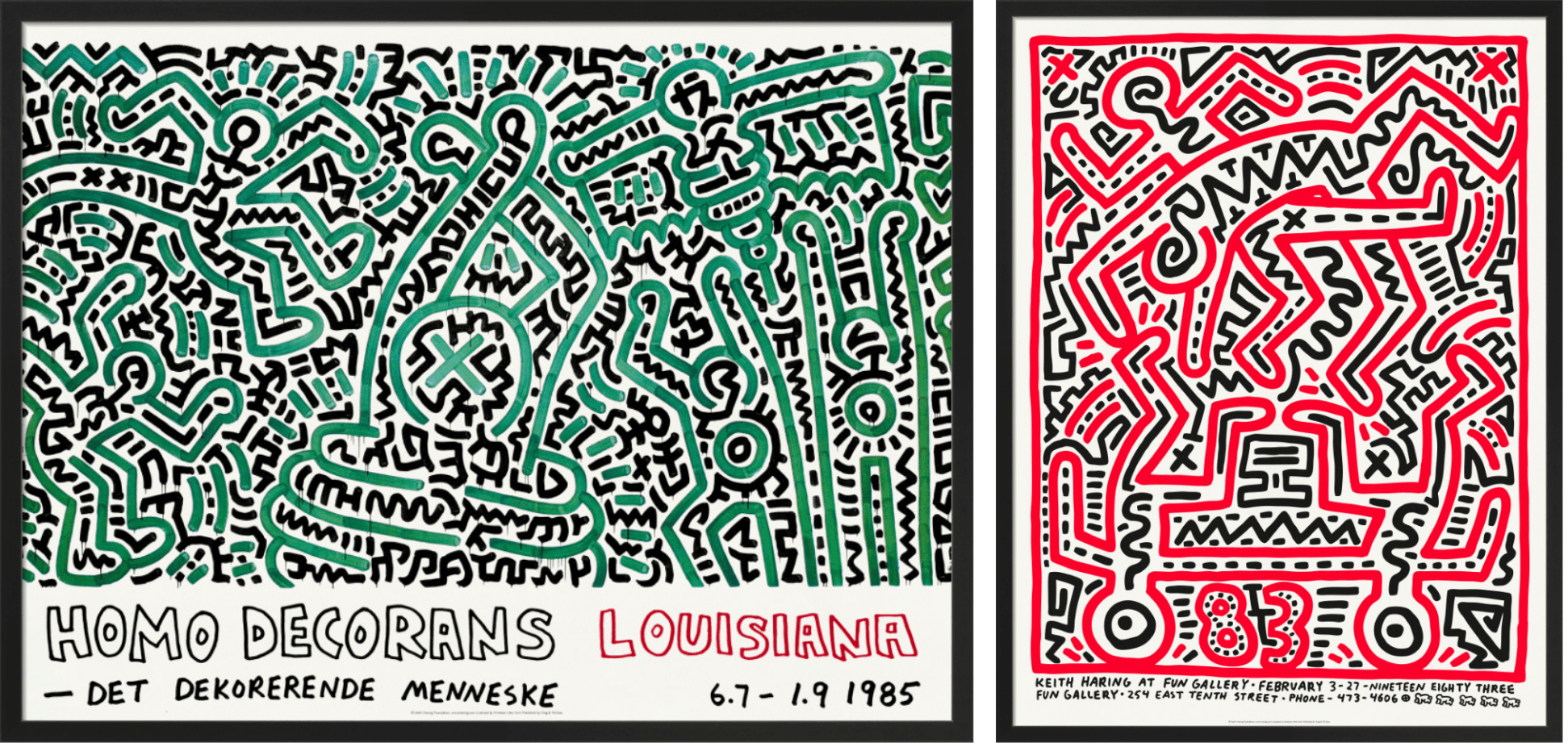 'Homo Decorians Louisiana 1985' and 'Keith Haring at Fun Gallery 1983', © Keith Haring Foundation, licensed by Artestar New York