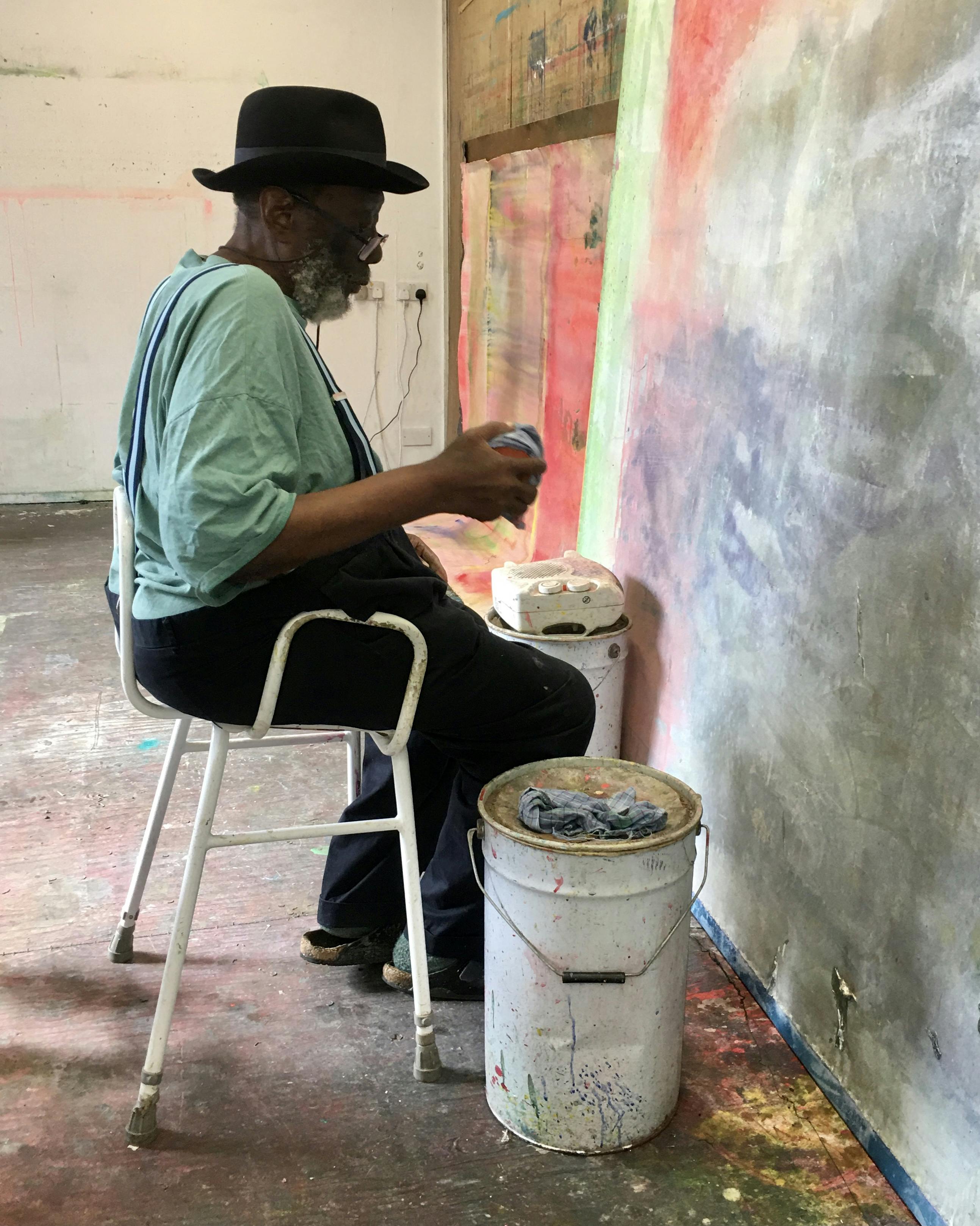 Frank Bowling painting 'The Pearl Poet', photo by Ben Bowling