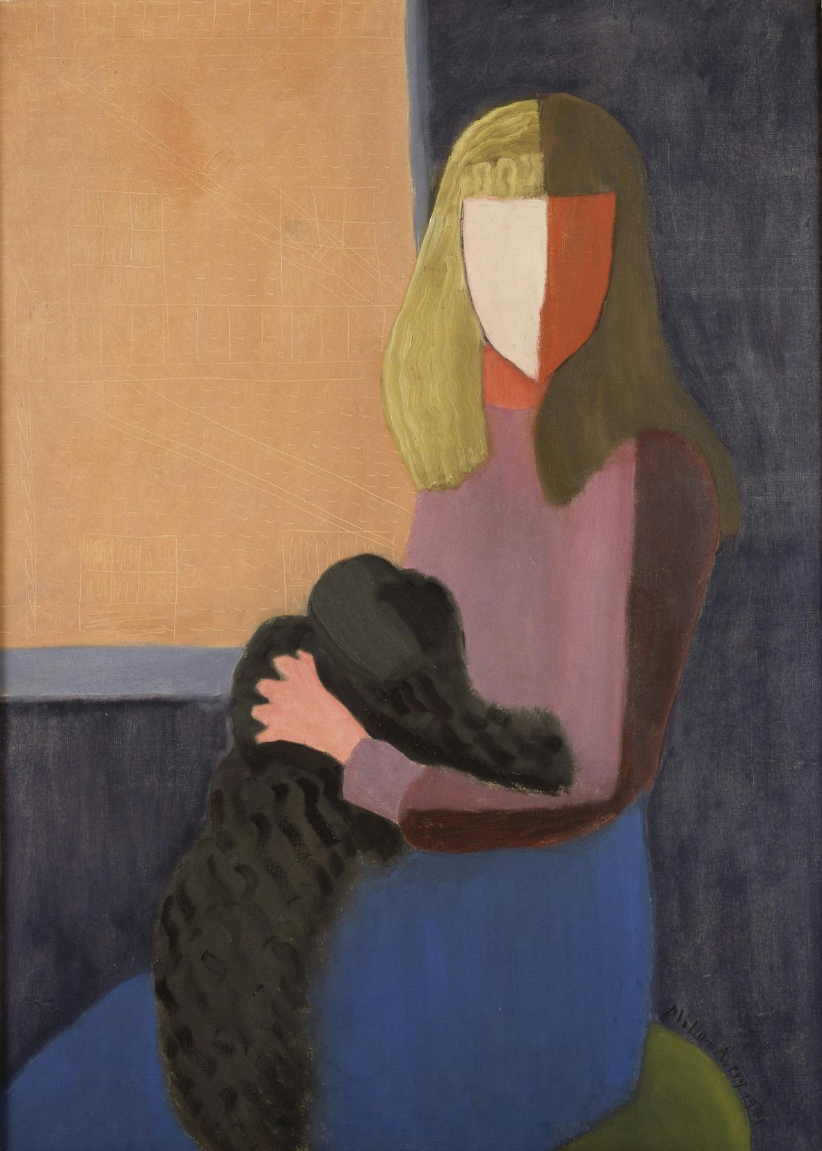 Milton Avery, Seated Girl with Dog, 1944. Oil on canvas, 111.8 x 81.3 cm. Collection Friends of Neuberger Museum of Art. (C) Milton Avery Trust / ARS, NY and DACS, London 2022