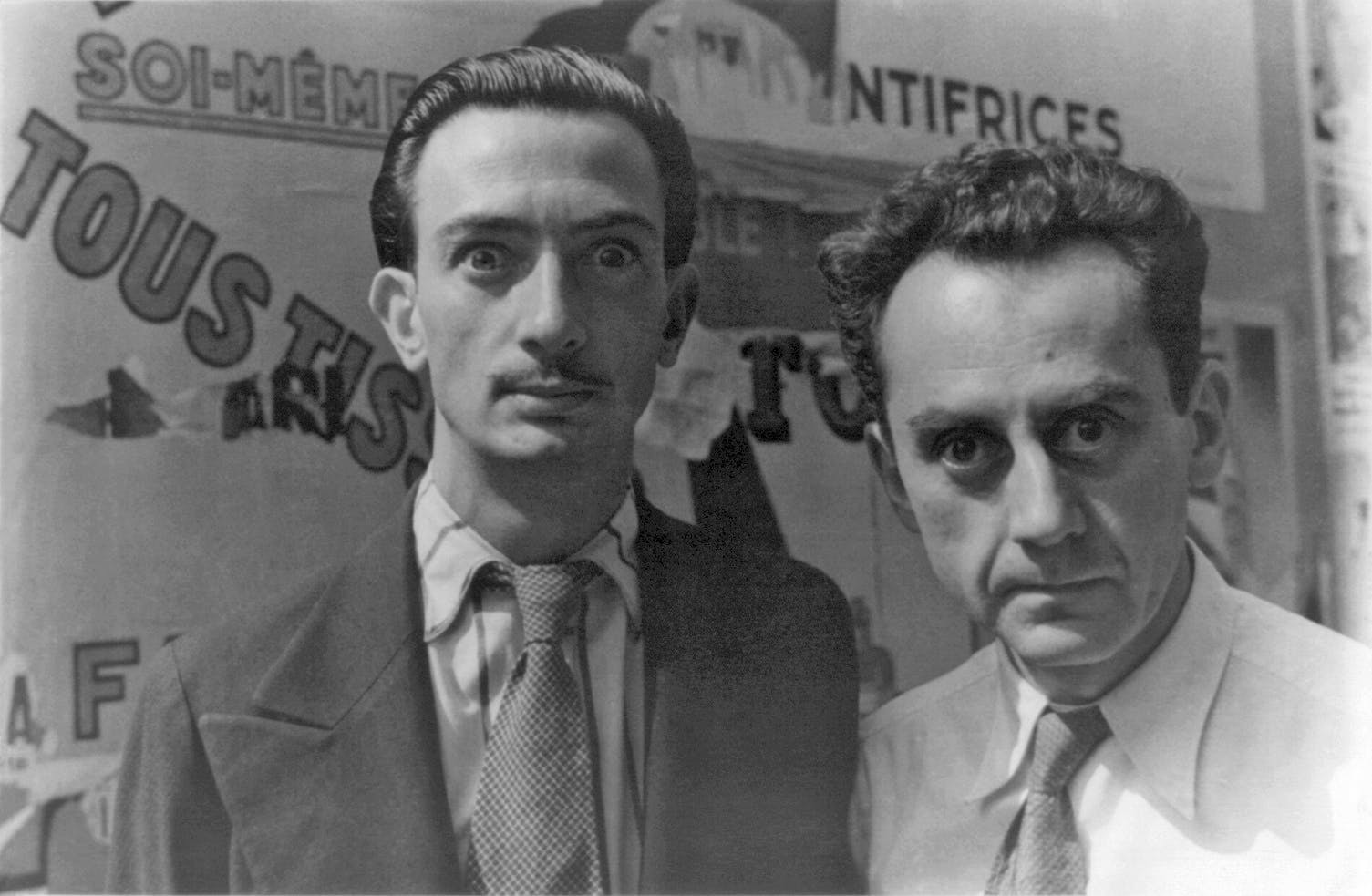 Portrait of Spanish Surrealist artist Salvador Dali and Man Ray in Paris, 1934, Carl Van Vechten