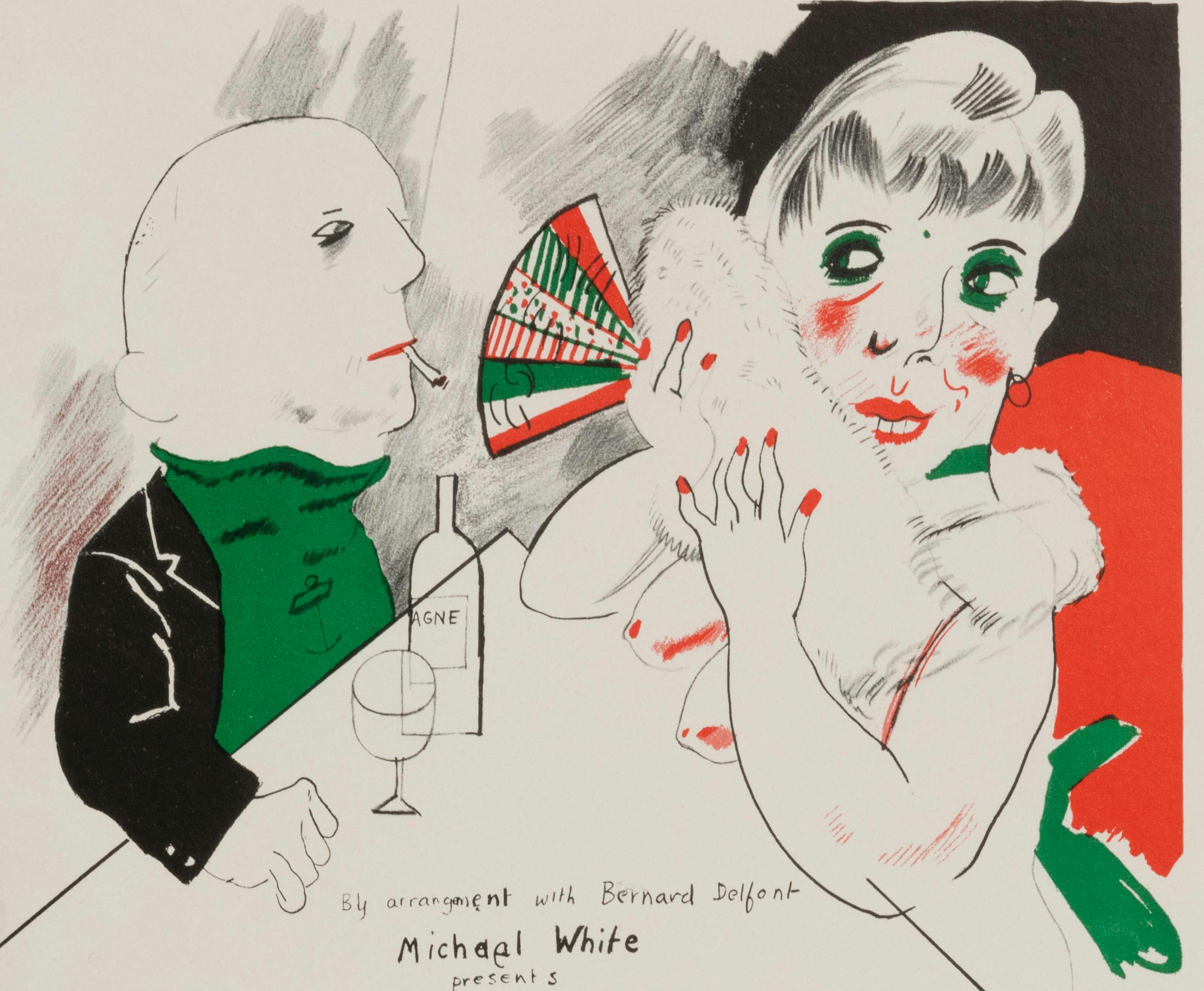 Detail of The ThreePenny Opera, rare theatre poster by David Hockney, 1972