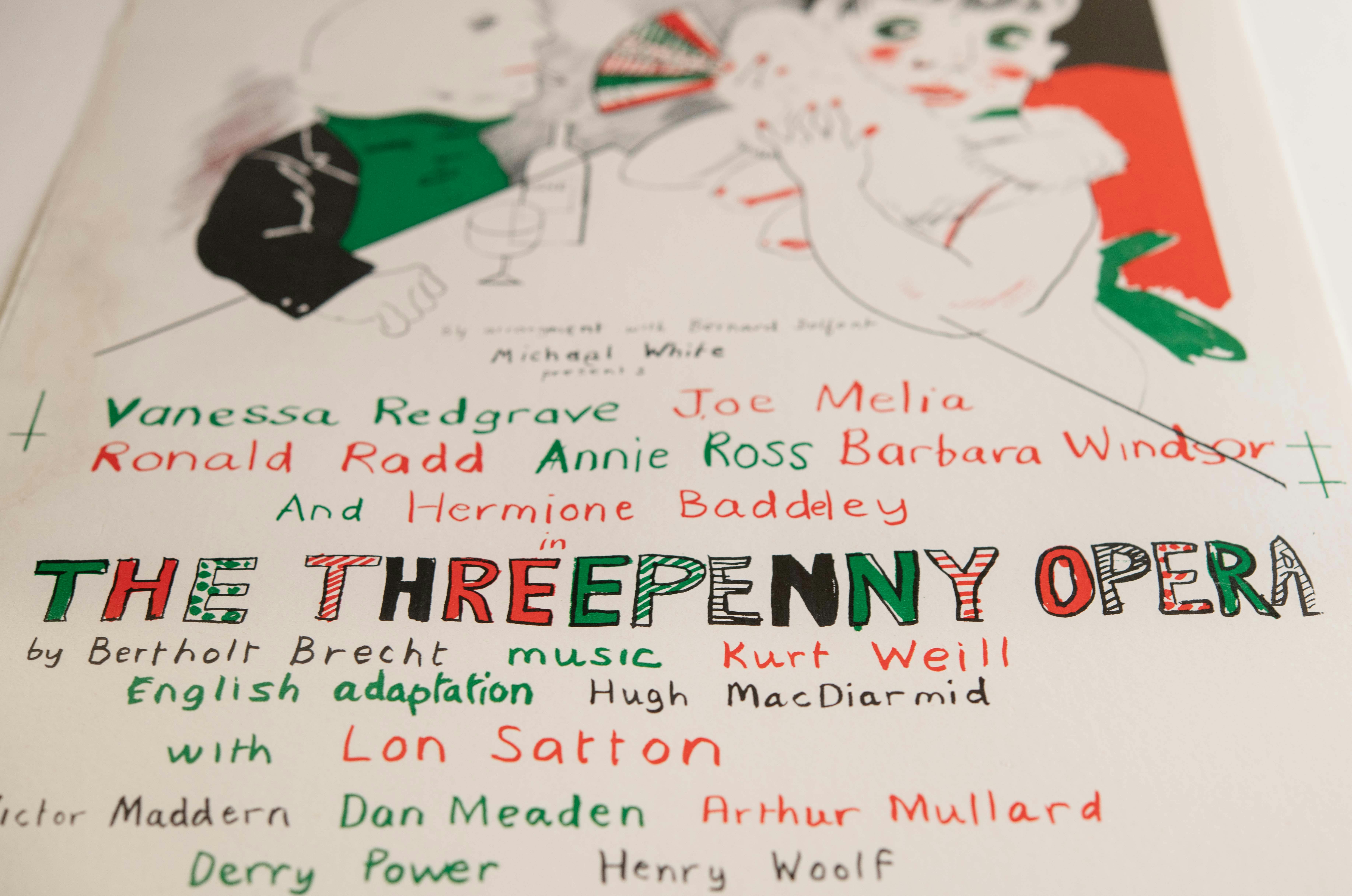 Detail of The ThreePenny Opera, Rare Theatre poster by David Hockney, 1972