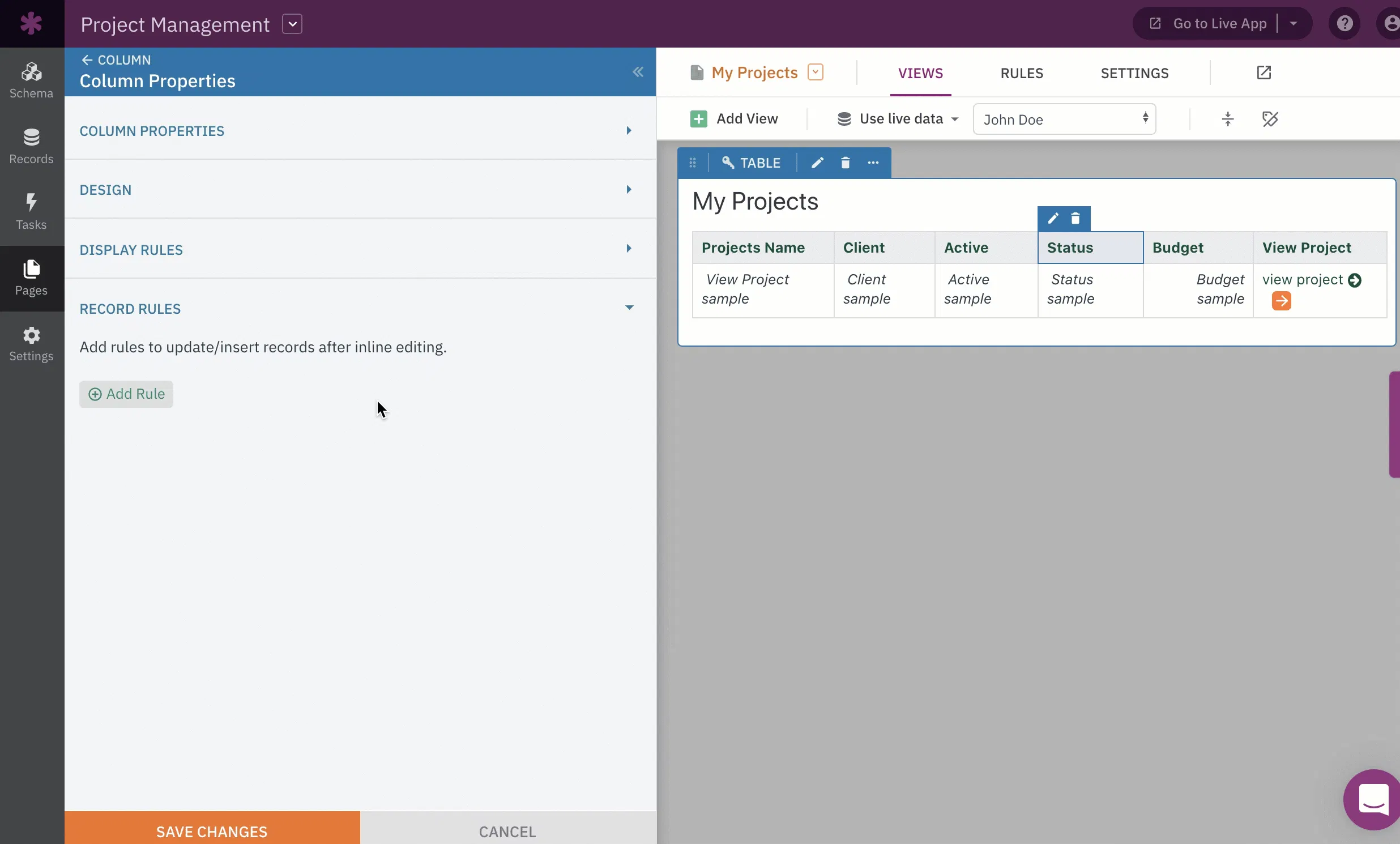 Inline Editing Record Rules and Builder Page Preview UI updates ...