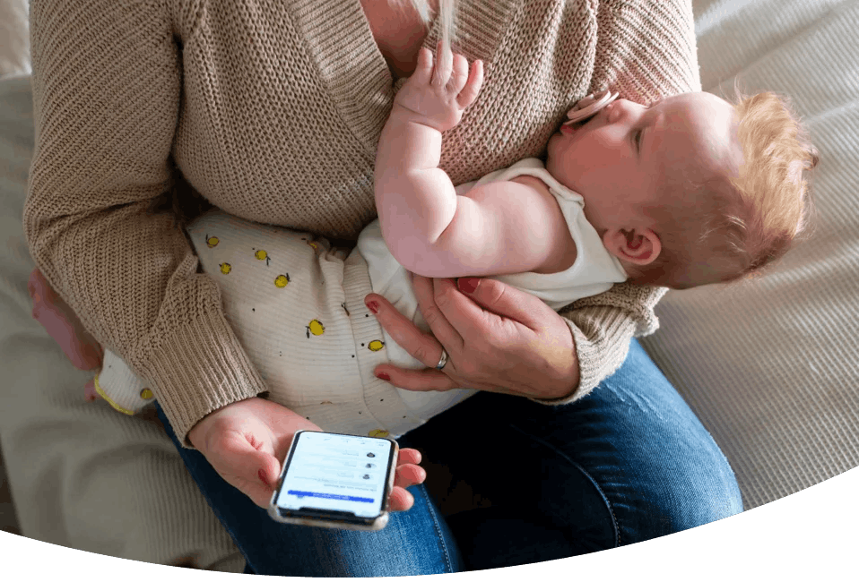 mamma med telefon