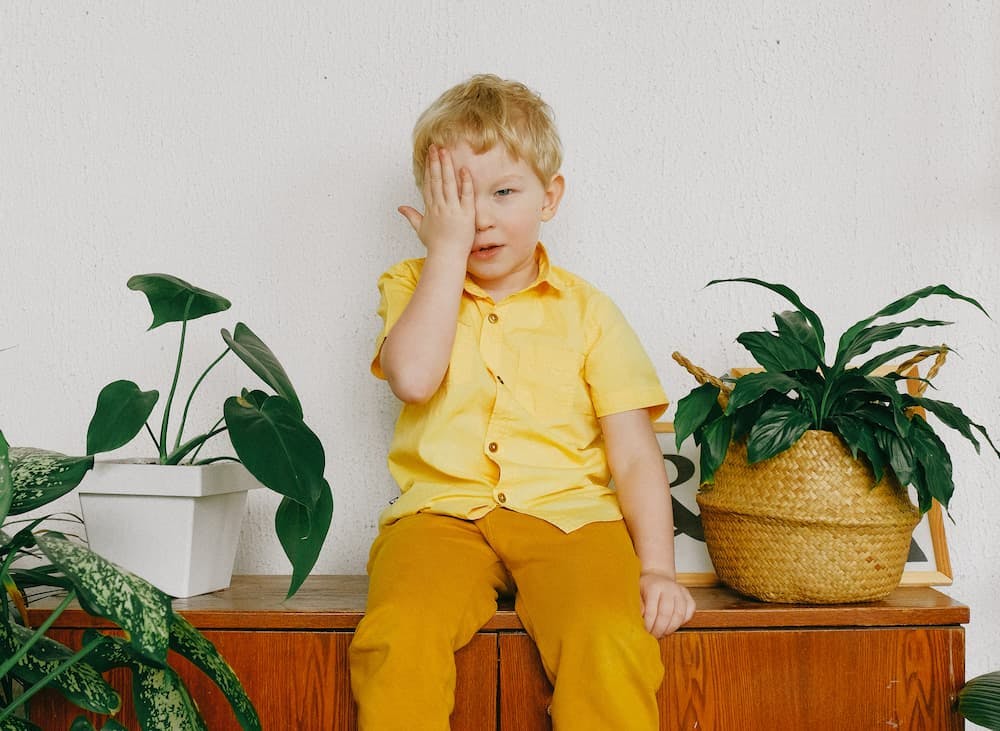 pojke sittandes på en bänk